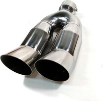 Racing Stainless Steel Universal Exhaust Tailpipe Tip Twin Muffler Pipe Sport