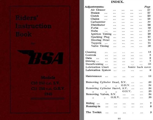 Bsa 1945 riders instruction - bsa,