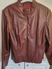 Wallace Sacks 020 Burgundy Leather Full Zip Jacket Size 14