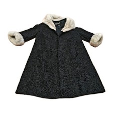 Grey Mink Fur Trimmed Black
