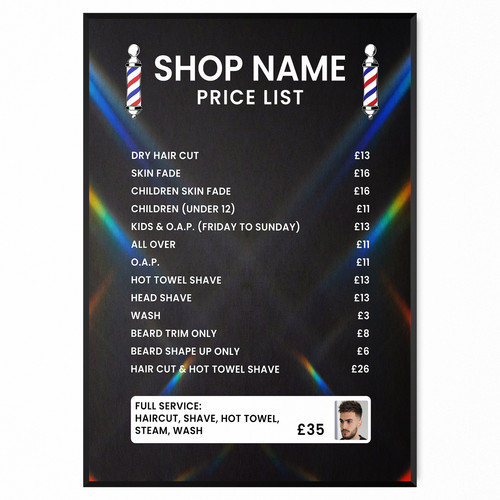 Barber shop poster - barber, price