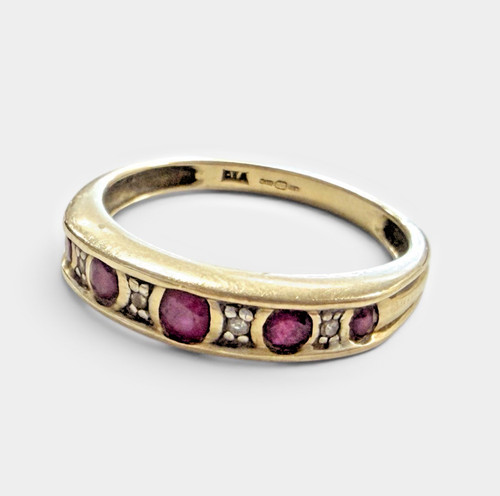9ct gold ruby diamond ring - ruby, 9k