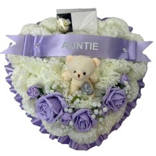 Heart wreath teddy  Artificial Funeral Flowers Memorial Grave Tribute