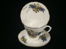 Vintage Scottish Liverpool Road Pottery Braemar Tartan Trio Cup Saucer Plate