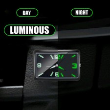Car Interior Clock Dashboard Auto Stick-On Watch Quartz Clock Luminous Black