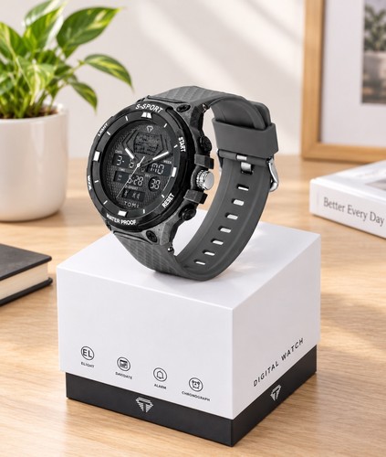 Mens watch quartz dual display - mens,