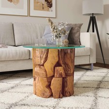 WALPLUS Coffee Table Living Room Solid Teak Driftwood Round 60 cm
