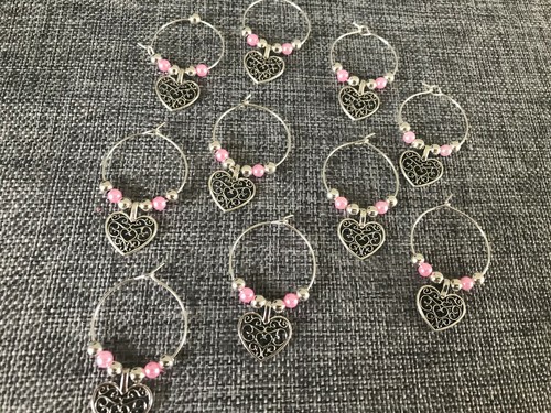 Filigree heart wine glass - 10,