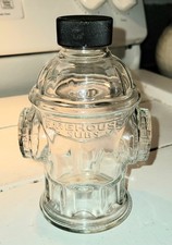 FIRE HYDRANT - FIRE HOUSE SUBS LOGO 3-D SHAPED CLEAR GLASS BOTTLE VINTAGE