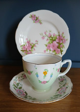Vintage Assorted Fine Bone China Trio Tea Cup Saucer Side Plate Floral Patterns 