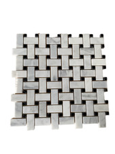Carrara White Marble Polished BasketWeave Mosaic 30.5 x 30.5 x 1cm Sold Per Tile