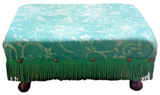 Vintage Swanglen Furniture Retro Green Fabric Pouffe Footstool on Legs