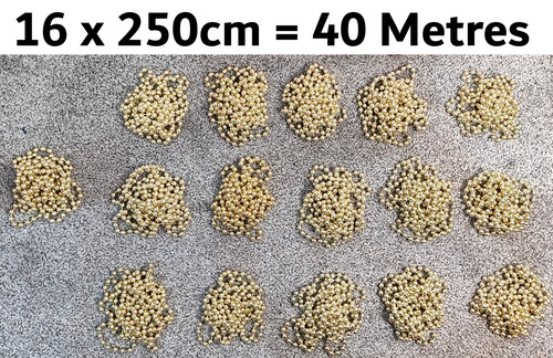 250cm 40m gold beads - 16,
