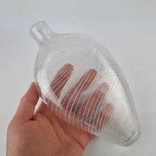 Antique Nailsea Glass Flask Bottle Clear With White Decoration 21cm Long