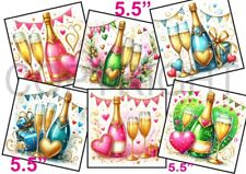 6 XL Card Toppers 5.5" Wedding Anniversary/Engagement Champagne CRAFTS/Tags FLAT