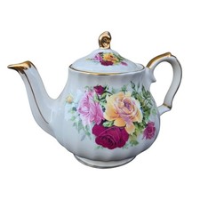 Vgc SADLER Porcelain England Gold Trim Red Yellow ROSES 2 Cups Teapot &Lid #3863