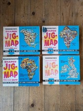 (4) x Waddingtons Jig-Map Jigsaws  - India, Africa, North America, British Isles