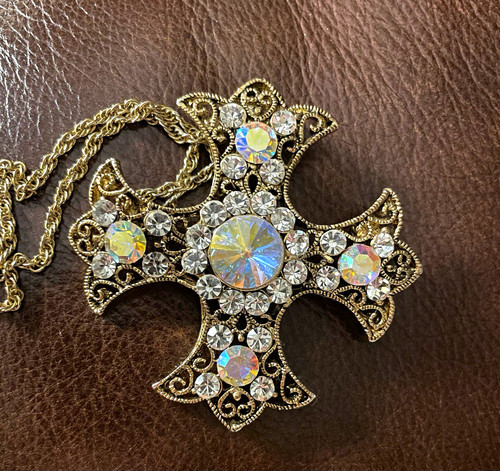 Gold tone cross pendant - tone,