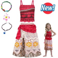 Girls Disney Moana Princess Fancy Dress Cosplay Costume Deluxe Necklace UK