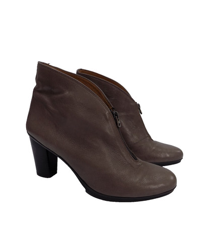 Brown leather boots block - leather, heel