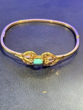 Art Nouveau Style Bangle. 14ct Gold. 0.84ct Diamond. 6.99grams