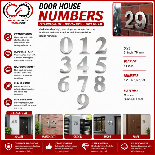 Door numbers stainless steel - steel, &