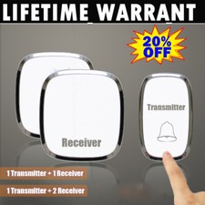 Wireless Door Bell Doorbell Waterproof Wall Plug In Loud 36 Chime LED Flash Set 