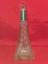 Victorian Cut Glass and Silver Lidded Scent Bottle Heavy and 9 inches tall