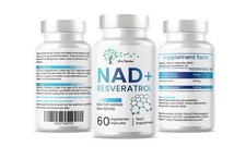 NAD Supplement 1000mg with True NAD+ 500mg & Resveratrol 250mg for Cellular Ener