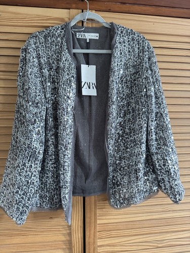 Zara sequin jacket size medium - zara,