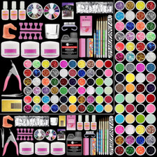 Full 60 Acrylic Powder Glitter Liquid Nail Art Kits Set Tip Brush Glue