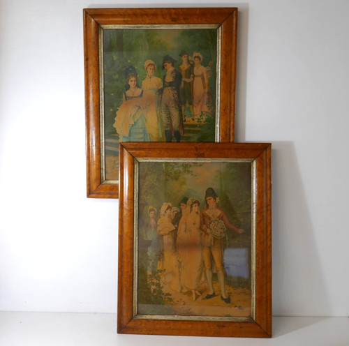 Pair antique birds eye - birds,