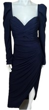 Jovani Navy Ruched Jersey Midi