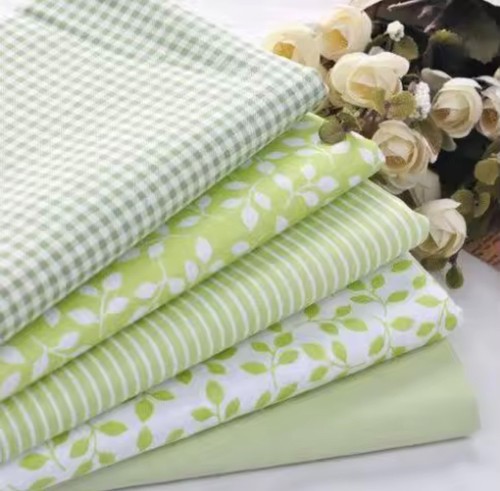 5pcs green gingham floral - green,