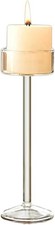 Vintage Glass Candlestick Candle Holder Tall Long Stem Clear Tealight Stand for