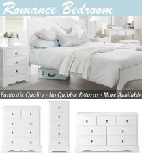 White Chest of Drawers, Bedside Table, Wardrobe Bed ROMANCE Bedroom Furniture