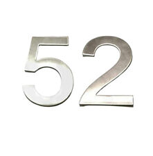 Stick-On House Numbers - No 52 - Stainless Steel - 10cm - Door, Fence, Gate