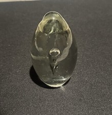 Clear Egg Shaped Indian Made Paperweight Bubble Work