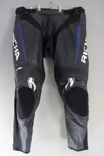 RICHA BLACK & BLUE LEATHER BIKER TROUSERS: WAIST 40 INCHES/INSIDE LEG 31 INCHES