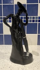 Vintage Black Ceramic Lady In