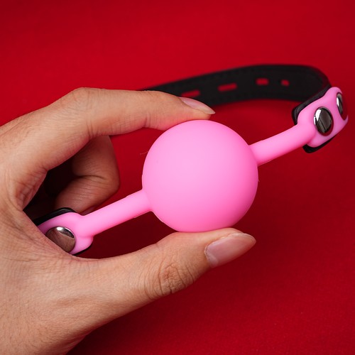 Silicone open mouth ball gag - open,