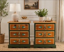 Green Gold Boho Handpainted