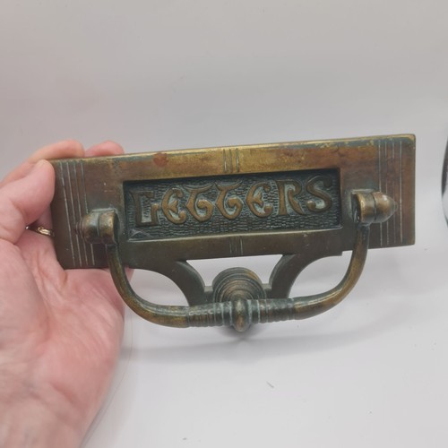 Vintage brass letterbox - vintage,