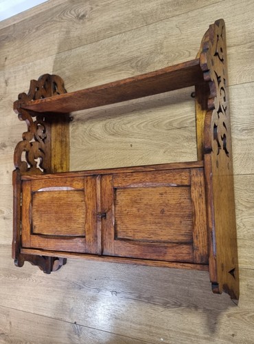 Antique oak wall cabinet - oak,