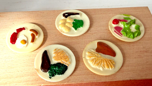 Vintage dollshouse food plates - food,
