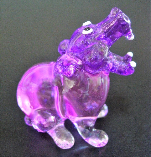 Blown glass hippopotamus hippo - blown,