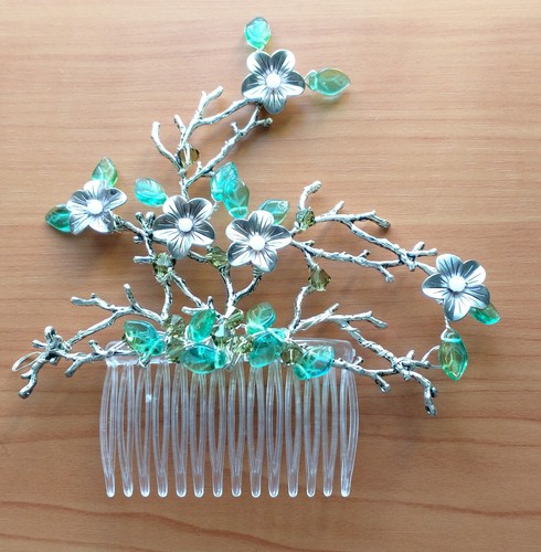 Bridal hair comb with silver - comb,