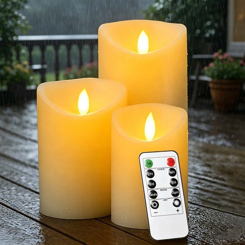3pcs led flameless - flameless, pillar