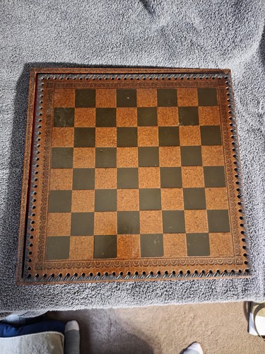 Vintage leather chess board - vintage,