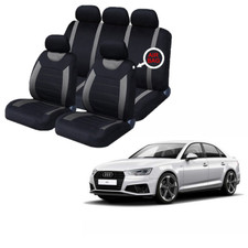 FOR Audi A4 Black & Grey Car Seat Covers Protectors Full Set Washable Pet